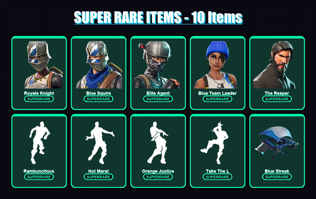 [PS4/PS5/XBOX/PC] | Royale Knight | Blue Squire | Elite Agent | Blue Team Leader | The Reaper | 40 skin | 67 pickaxe | 84 emote | 71 glider | Lv1133