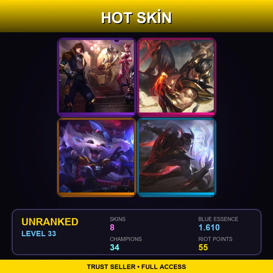 EUNE | Lv33 | Unranked | 8 Skin | 34 Champ