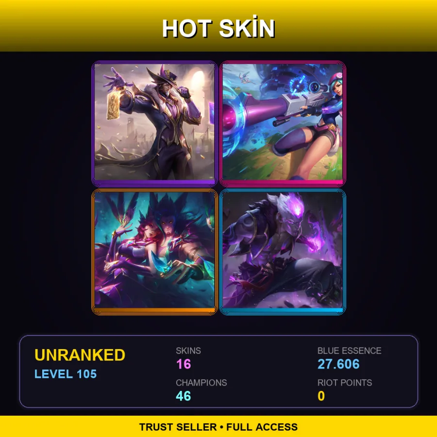 EUNE | Lv105 | Unranked | 16 Skin | 46 Champ — LoL account