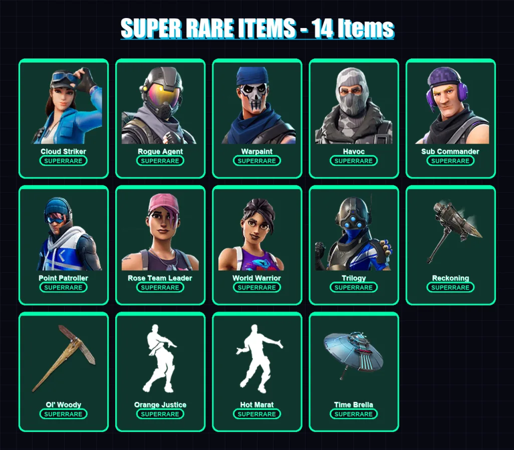 [PC/PSN] | Cloud Striker | Rogue Agent | Warpaint | Havoc | Sub Commander | 163 skin | 164 pickaxe | 144 emote | 145 glider | Lv2171 — Fortnite account