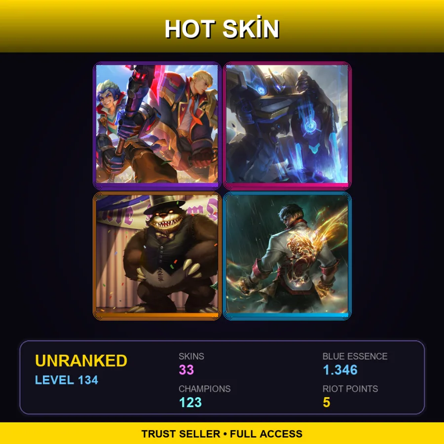 LAN | Lv134 | Unranked | 33 Skin | 123 Champ
