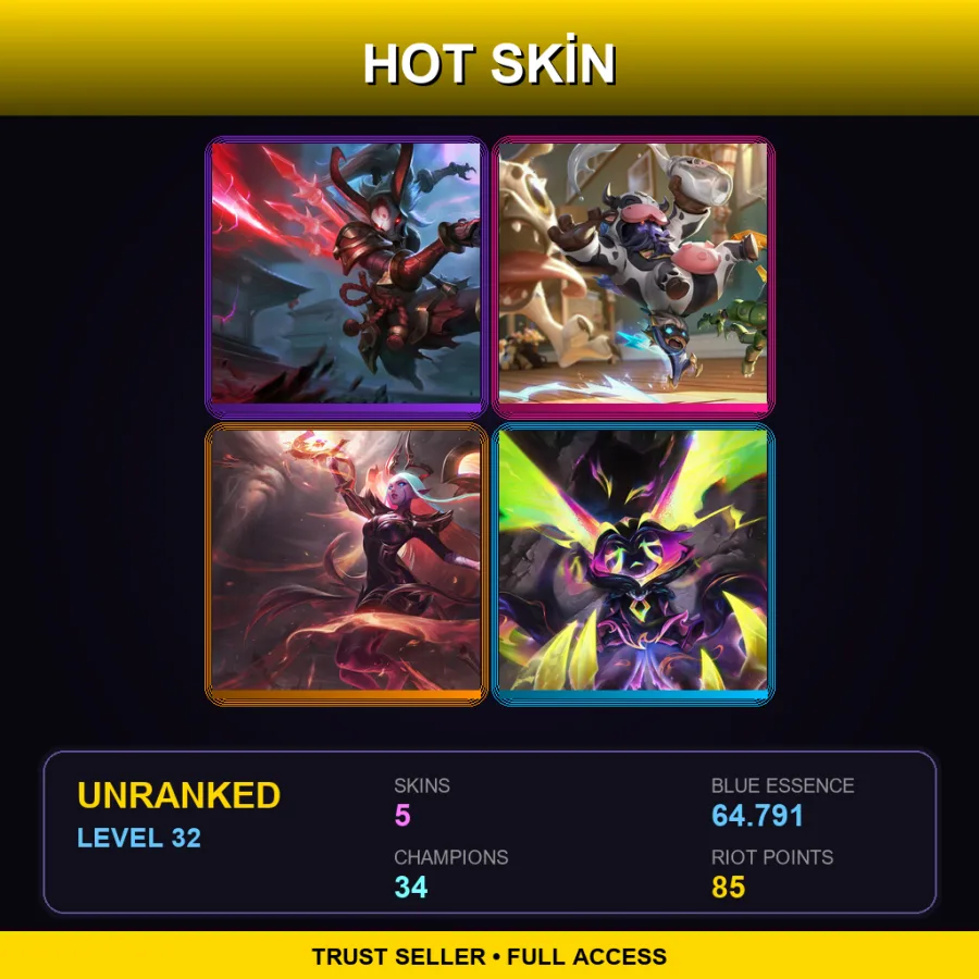 EUNE | Lv32 | Unranked | 5 Skin | 34 Champ