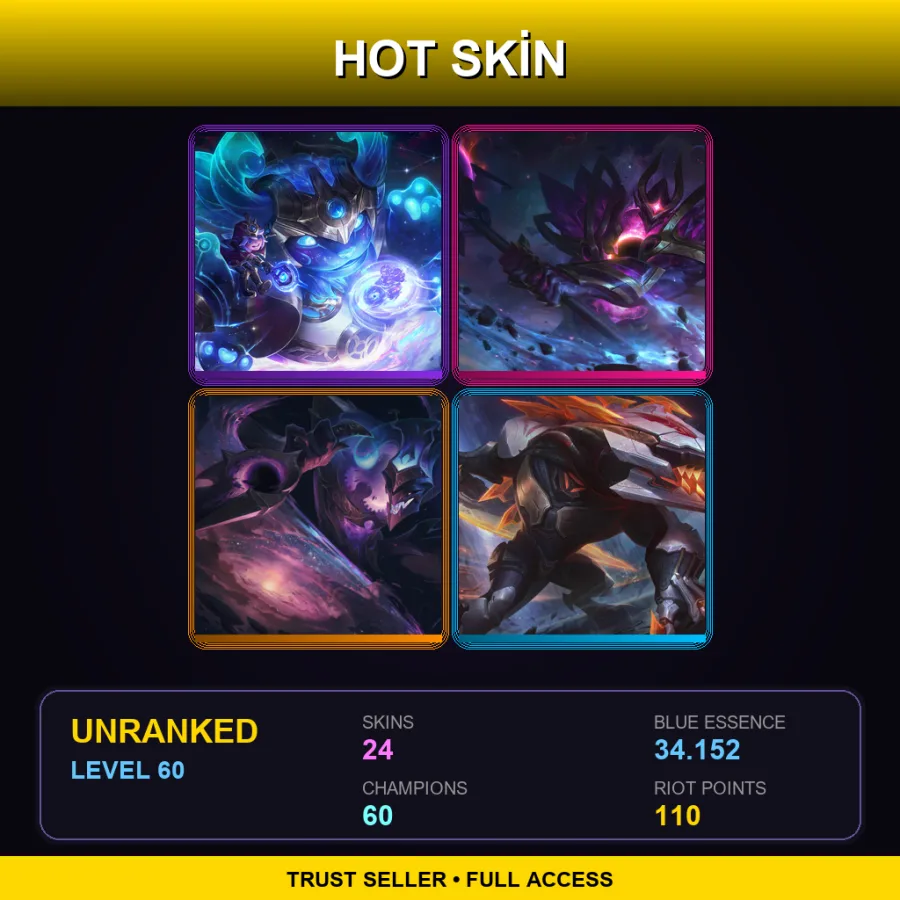 TR | Lv60 | Unranked | 24 Skin | 60 Champ