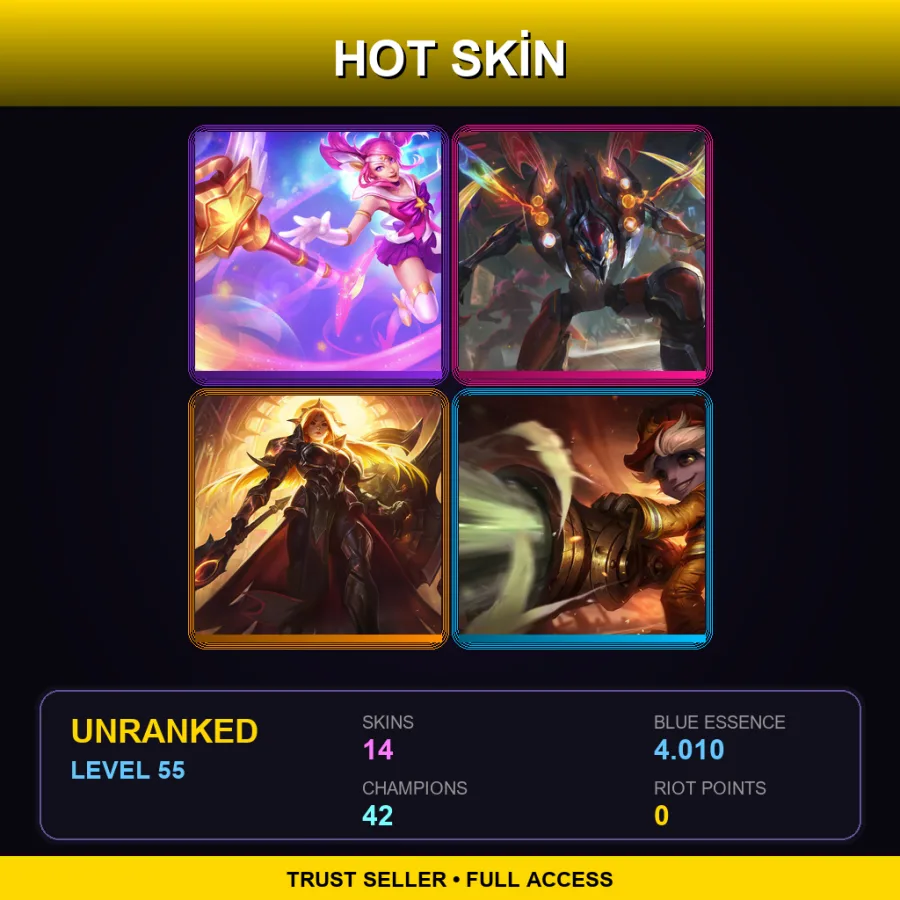 LAN | Lv55 | Unranked | 14 Skin | 42 Champ — Solar Eclipse Leona