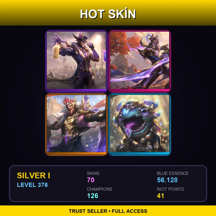 TR | Lv376 | Silver I | 70 Skin | 126 Champ — LoL account