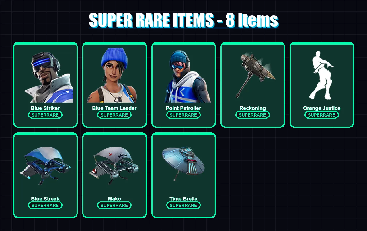 [PS4/PS5/XBOX/PC] | Blue Striker | Blue Team Leader | Point Patroller | Carbide | Valor | 46 skin | 39 pickaxe | 42 emote | 47 glider | Lv724