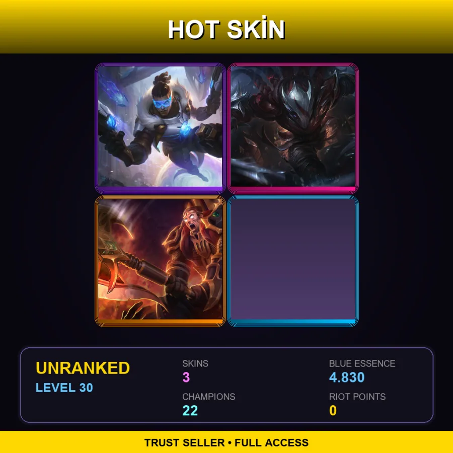 LAN | Lv30 | Unranked | 3 Skin | 22 Champ — LoL account