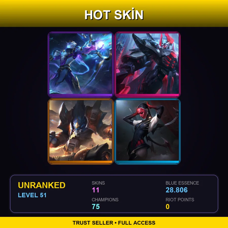 VN | Lv51 | Unranked | 11 Skin | 75 Champ — LoL account
