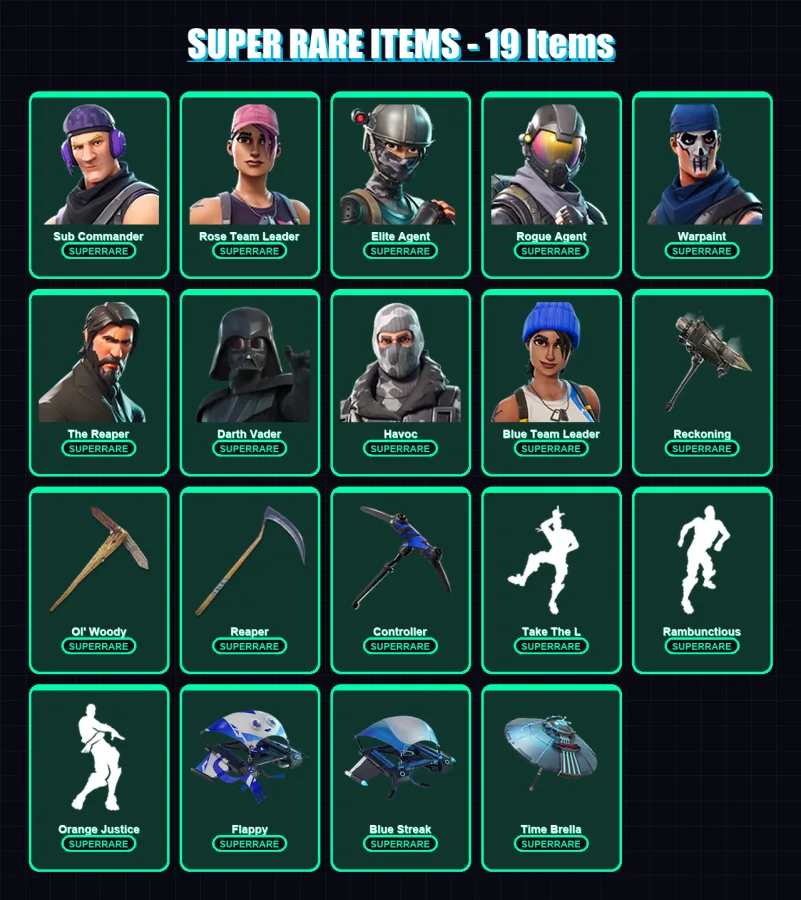 [PS4/PS5/XBOX/PC] | Sub Commander | Rose Team Leader | Elite Agent | Rogue Agent | Warpaint | 232 skin | 260 pickaxe | 228 emote | 228 glider | Lv37
