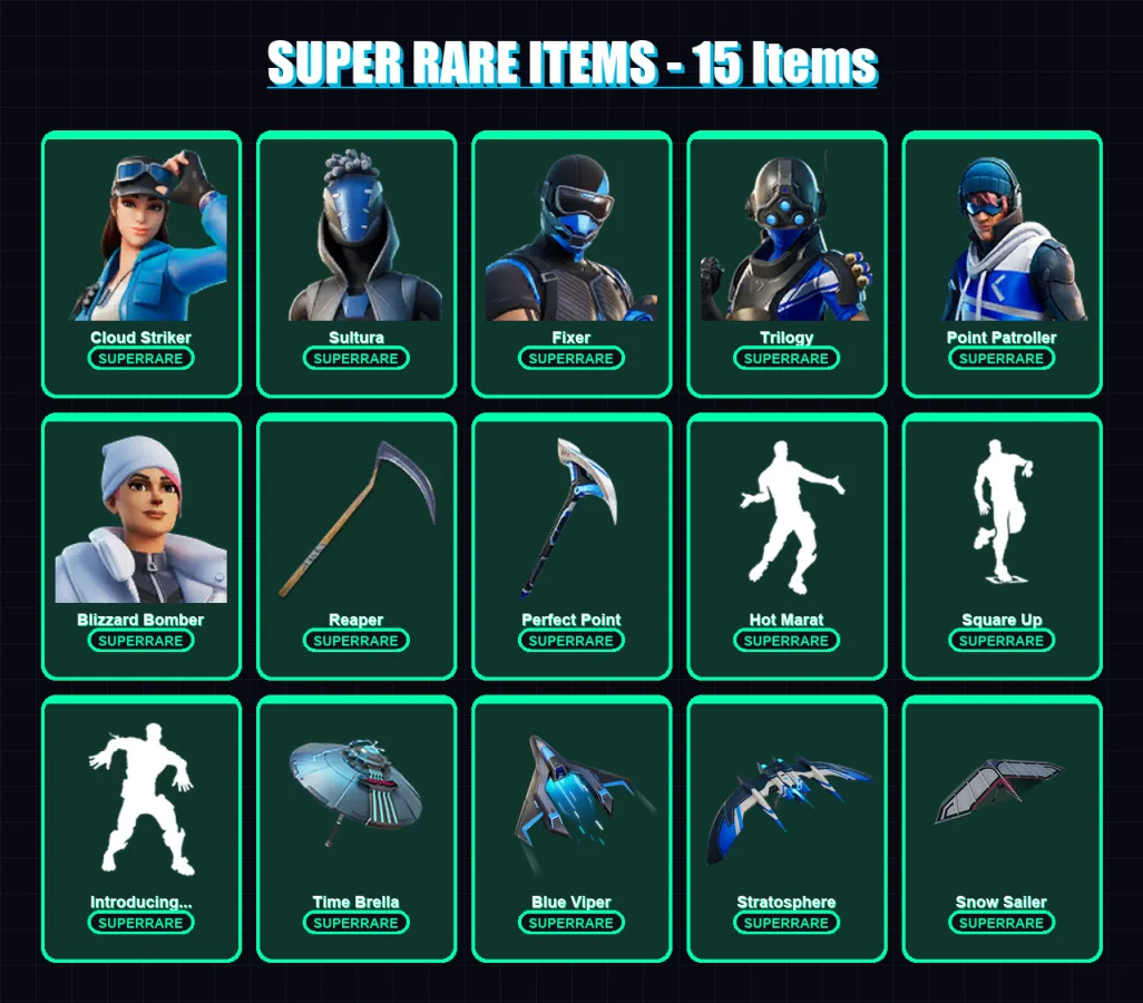 [PS4/PS5/XBOX/PC] | Cloud Striker | Sultura | Fixer | Trilogy | Point Patroller | 148 skin | 155 pickaxe | 150 emote | 137 glider | Lv1675 — Fortnite account