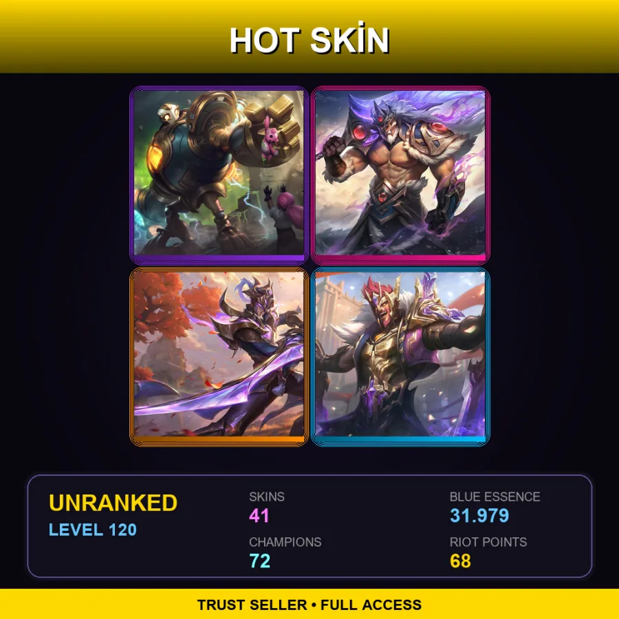 EUW | Lv120 | Unranked | 41 Skin | 72 Champ
