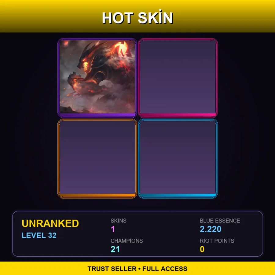 LAN | Firefang Warwick | 1 Skin | 21 Champ | Lv32
