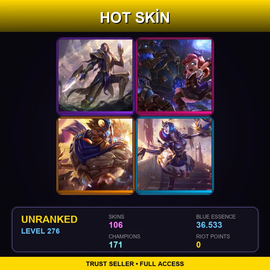 VN | Lv276 | Unranked | 106 Skin | 171 Champ — LoL account