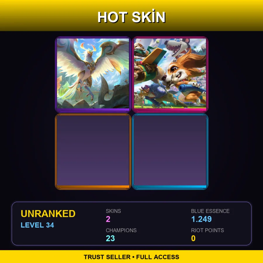 NA | Lv34 | Unranked | 2 Skin | 23 Champ — LoL account