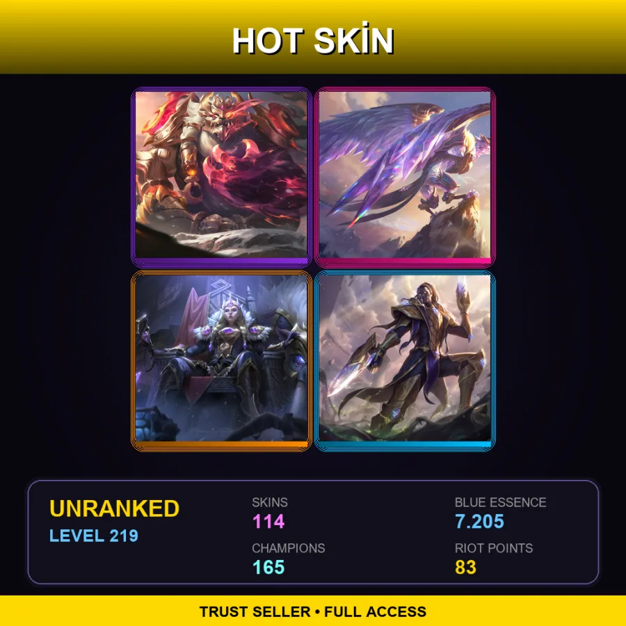 SG | Lv219 | Unranked | 114 Skin | 165 Champ