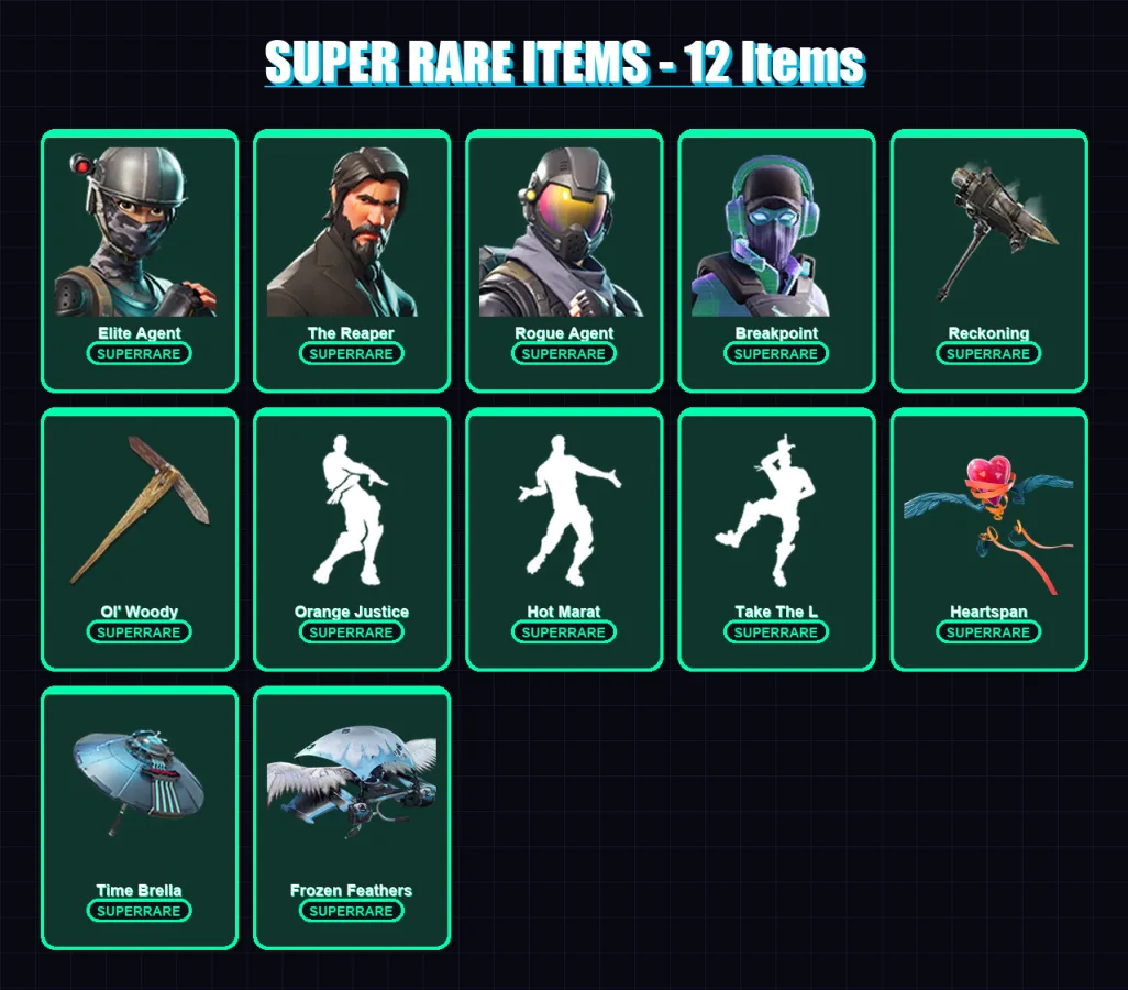[PS4/PS5/XBOX/PC] | Elite Agent | The Reaper | Rogue Agent | Breakpoint | Catalyst | 45 skin | 82 pickaxe | 73 emote | 74 glider | Lv981