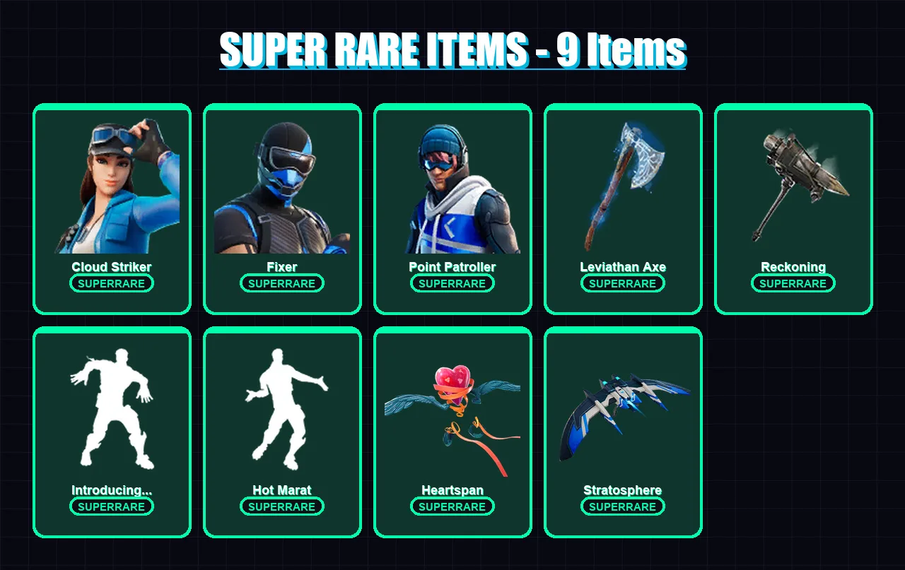 [PS4/PS5/PC] | Cloud Striker | Fixer | Point Patroller | Calamity | Zenith | 81 skin | 76 pickaxe | 64 emote | 63 glider | Lv992