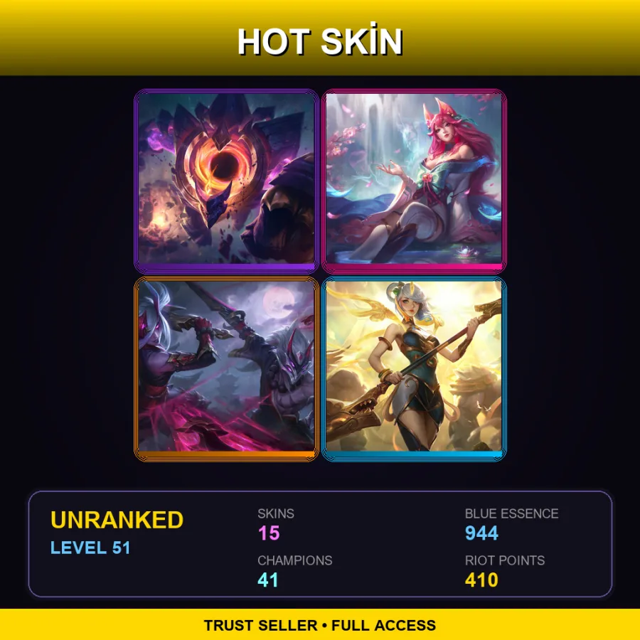 LAN | Lv51 | Unranked | 15 Skin | 41 Champ — LoL account