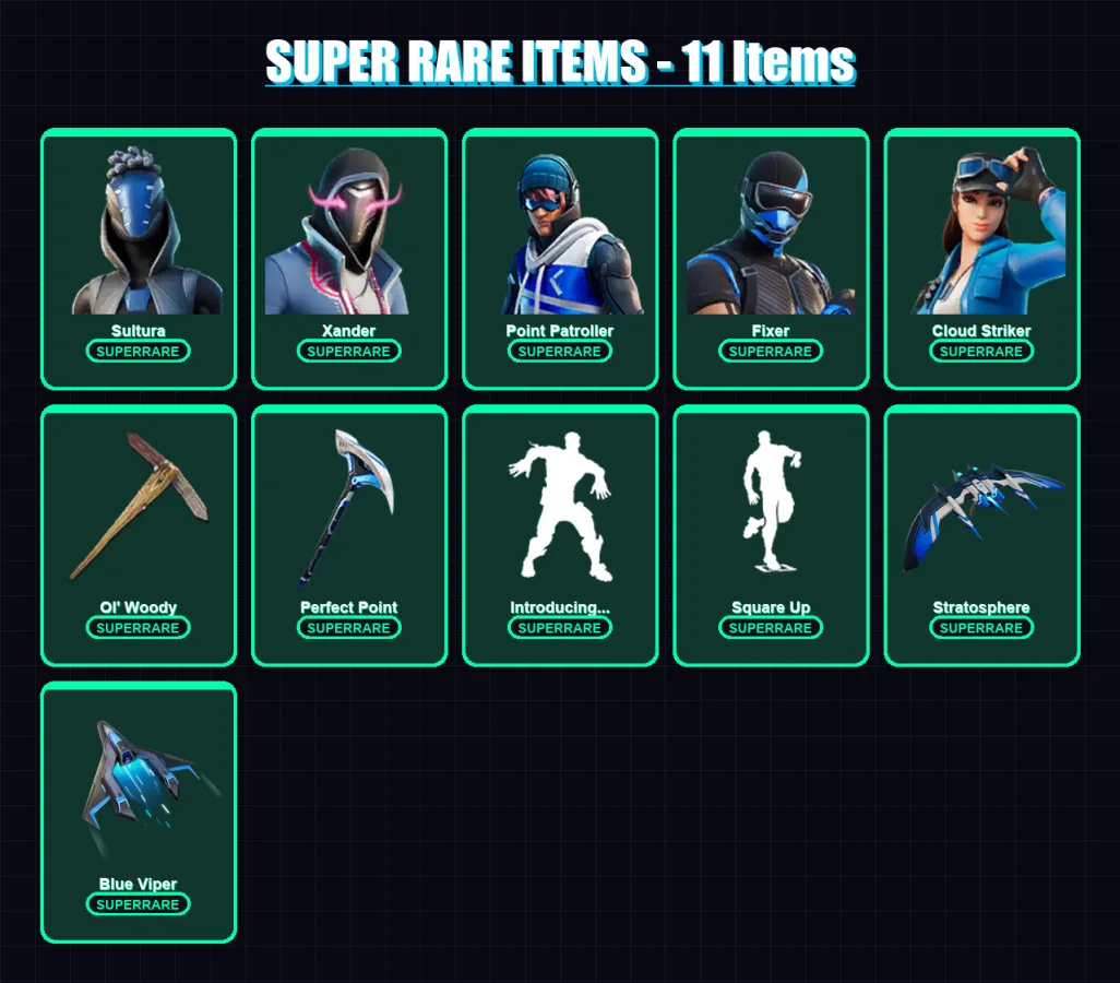 [PS4/PS5/XBOX/PC] | Sultura | Xander | Point Patroller | Fixer | Cloud Striker | 70 skin | 76 pickaxe | 56 emote | 59 glider | Lv775