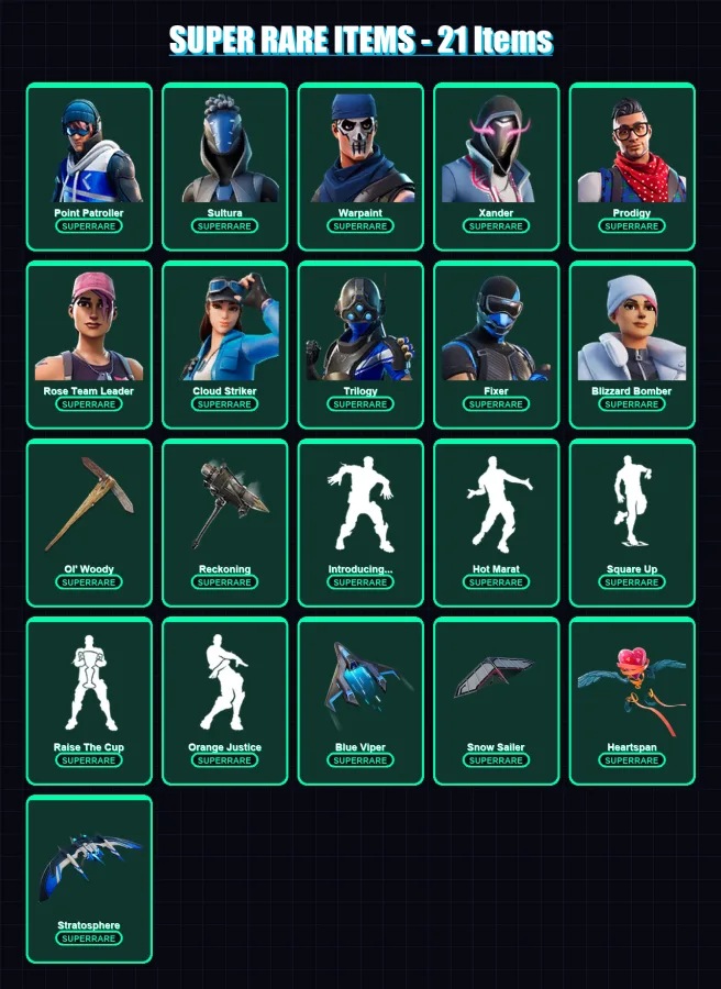 [PS4/PS5/XBOX/PC] | Point Patroller | Sultura | Warpaint | Xander | Prodigy | 103 skin | 115 pickaxe | 165 emote | 117 glider | Lv1773 — Fortnite account