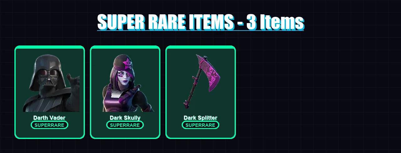 [PS4/PS5/PC] | Darth Vader | Dark Skully | Hades | Ronin | The Ageless | 117 skin | 164 pickaxe | 115 emote | 147 glider | Lv1853