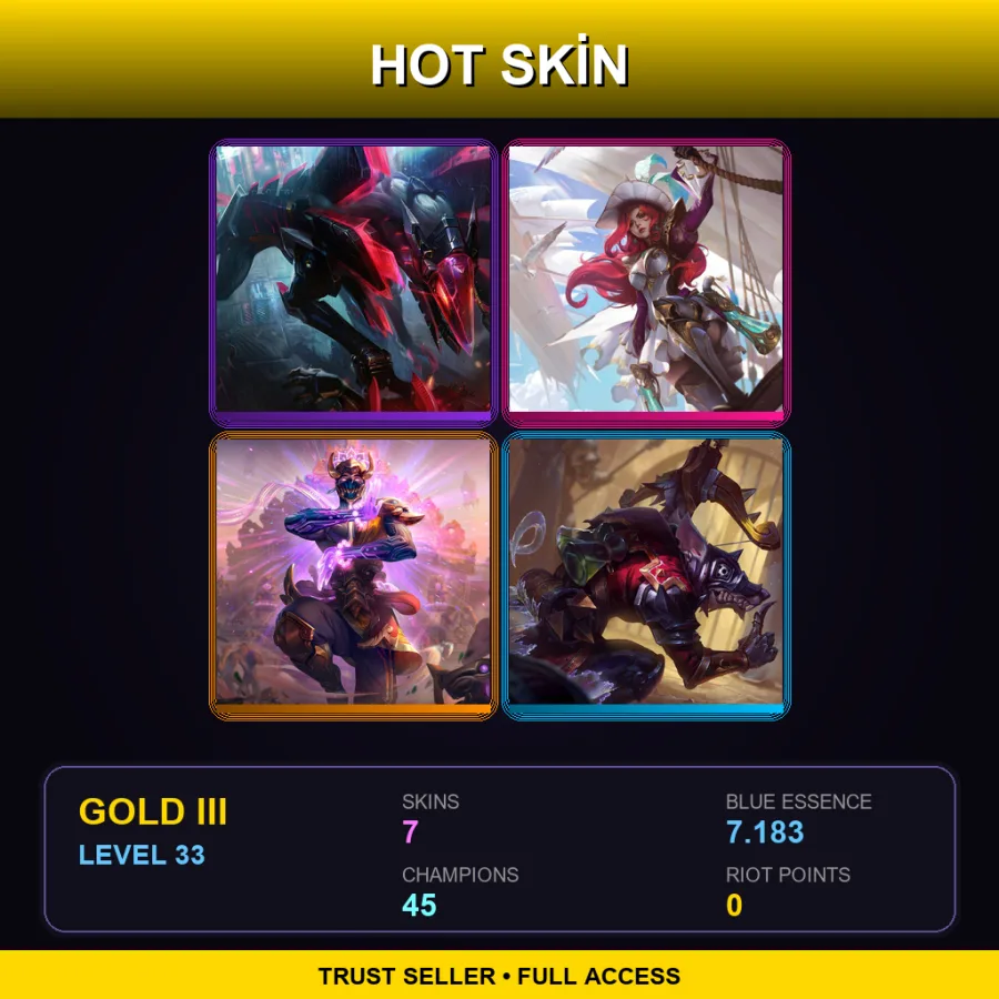 LAN | Lv33 | Gold III | 7 Skin | 45 Champ