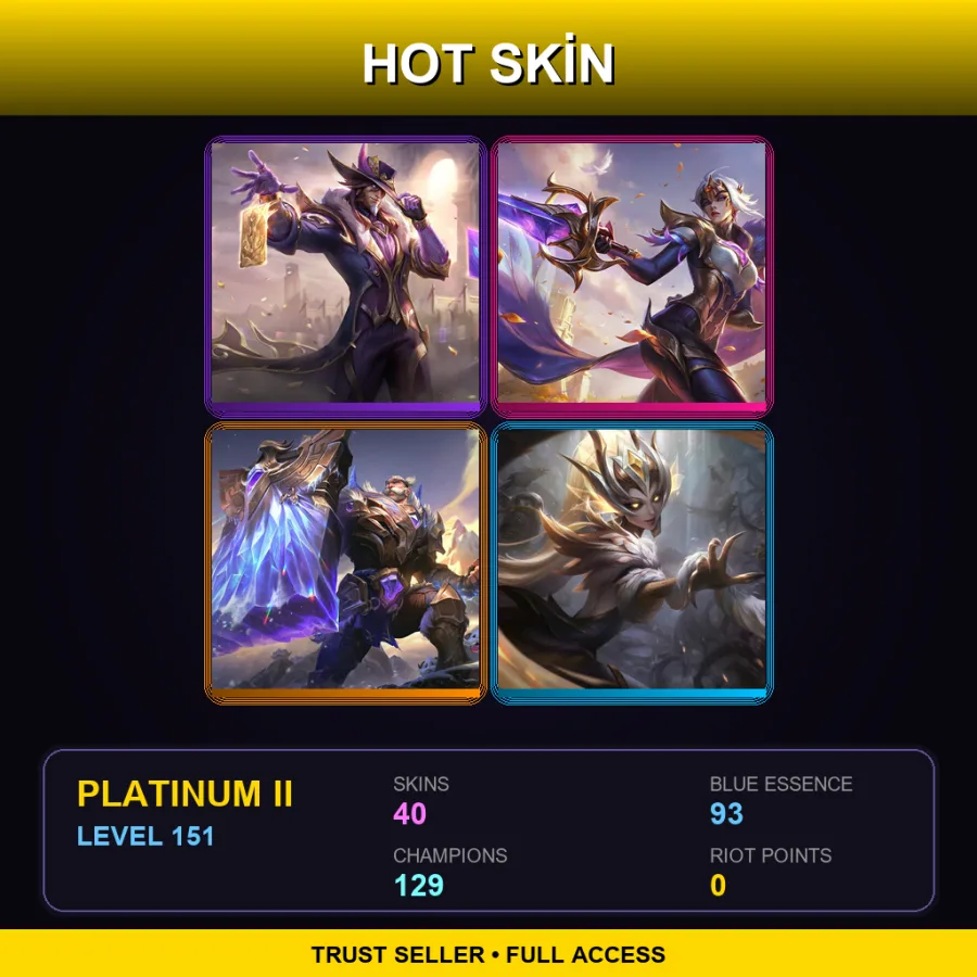 LAS | Lv151 | Platinum II | 40 Skin | 129 Champ — LoL account