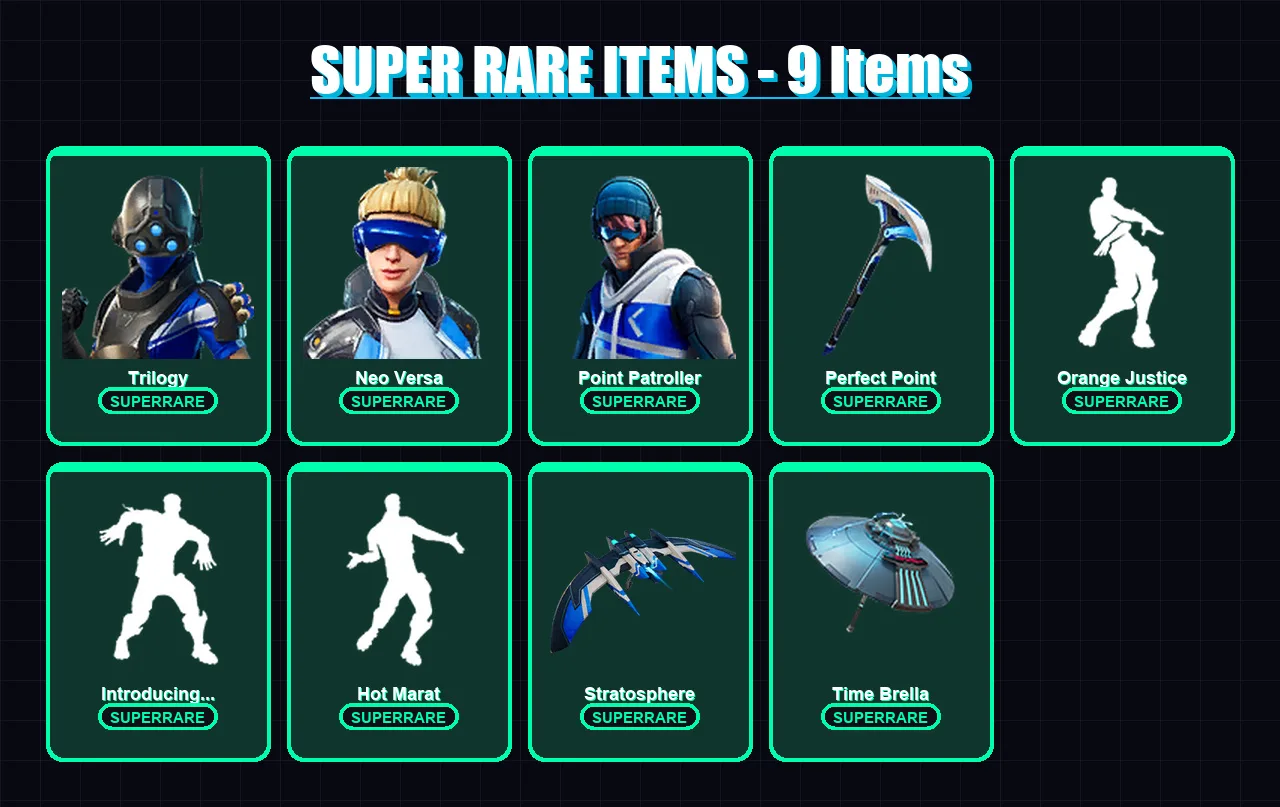 [PC/XBOX] | Trilogy | Neo Versa | Point Patroller | Mandalorian | The Ice King | 53 skin | 67 pickaxe | 76 emote | 74 glider | Lv1262