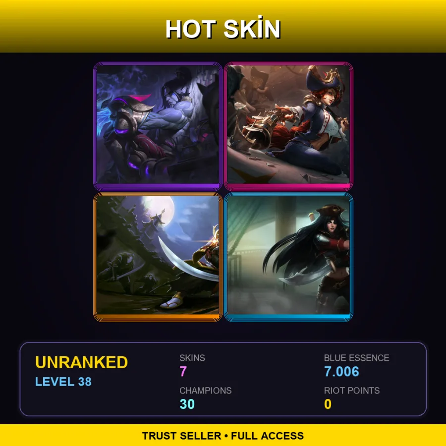 LAS | Lv38 | Unranked | 7 Skin | 30 Champ — LoL account