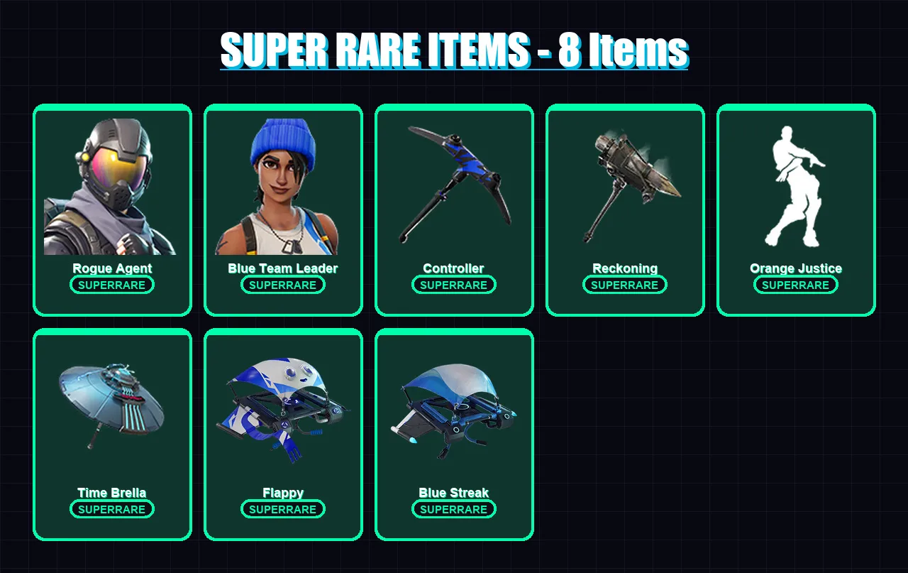 [PC/XBOX/PSN] | Rogue Agent | Blue Team Leader | Calamity | Rox | Gear Specialist Maya | 104 skin | 80 pickaxe | 108 emote | 89 glider | Lv1419
