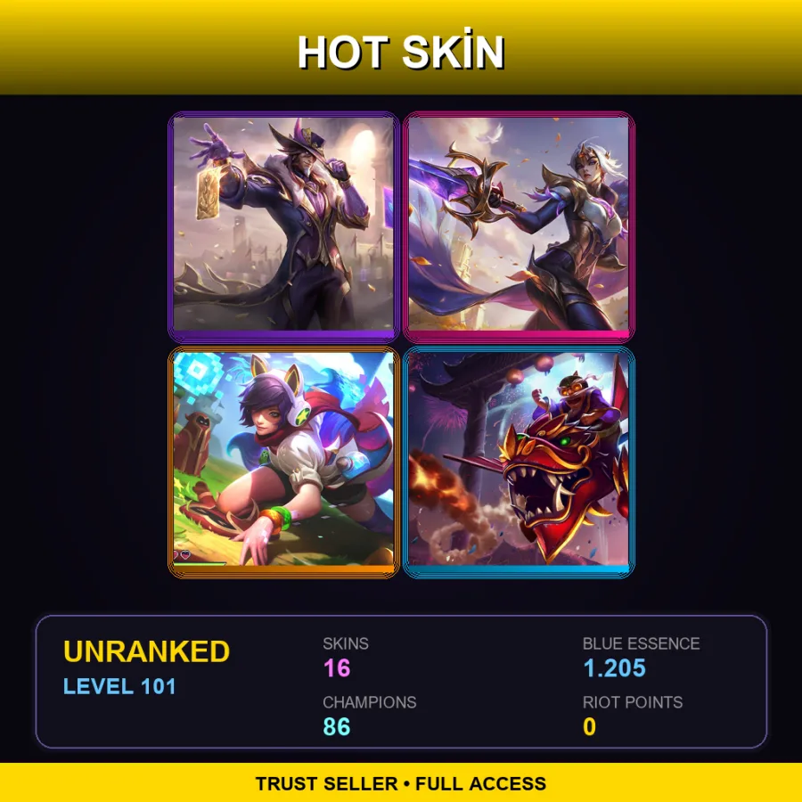 LAN | Lv101 | Unranked | 16 Skin | 86 Champ — Arcade Ahri