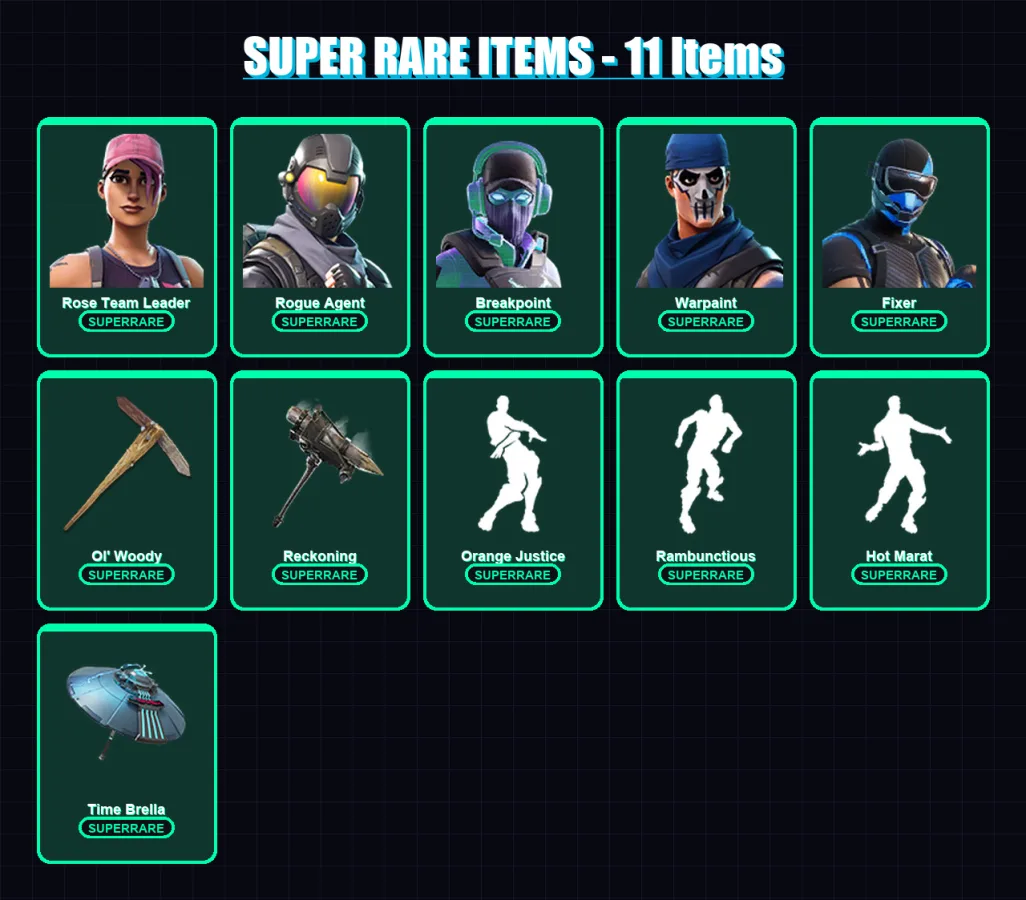 [PS4/PS5/XBOX/PC] | Rose Team Leader | Rogue Agent | Breakpoint | Warpaint | Fixer | 62 skin | 63 pickaxe | 80 emote | 71 glider | Lv1080