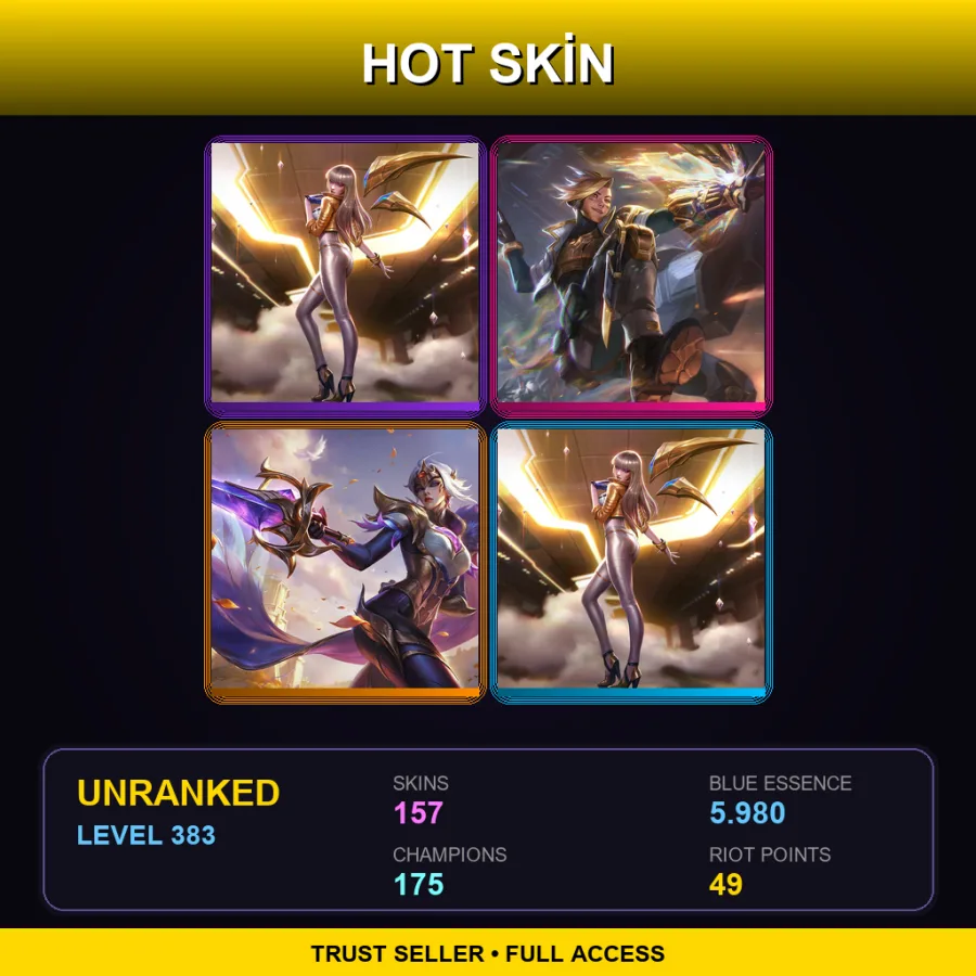 EUW | Lv383 | Unranked | 157 Skin | 175 Champ