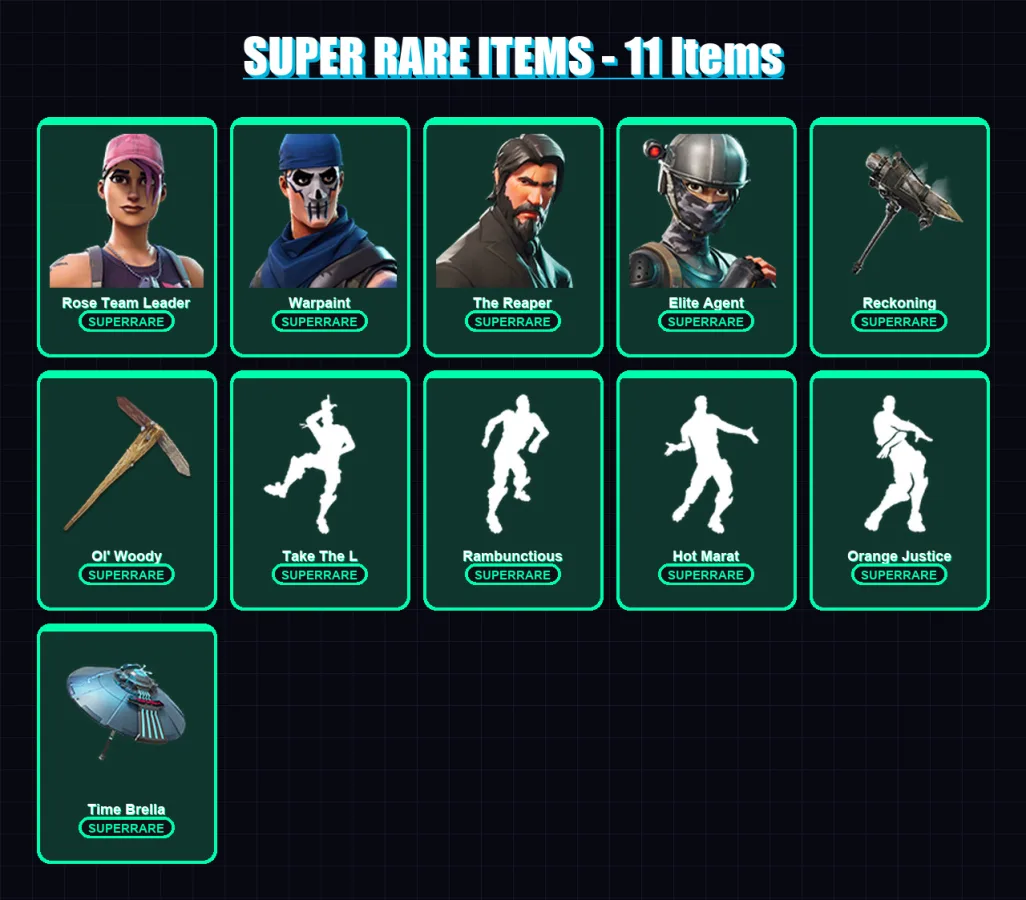 [PS4/PS5/XBOX/PC] | Rose Team Leader | Warpaint | The Reaper | Elite Agent | Spectra Knight | 86 skin | 85 pickaxe | 88 emote | 100 glider | Lv1344 — Fortnite account