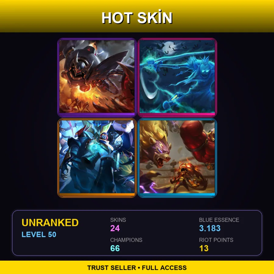 NA | Lv50 | Unranked | 24 Skin | 66 Champ