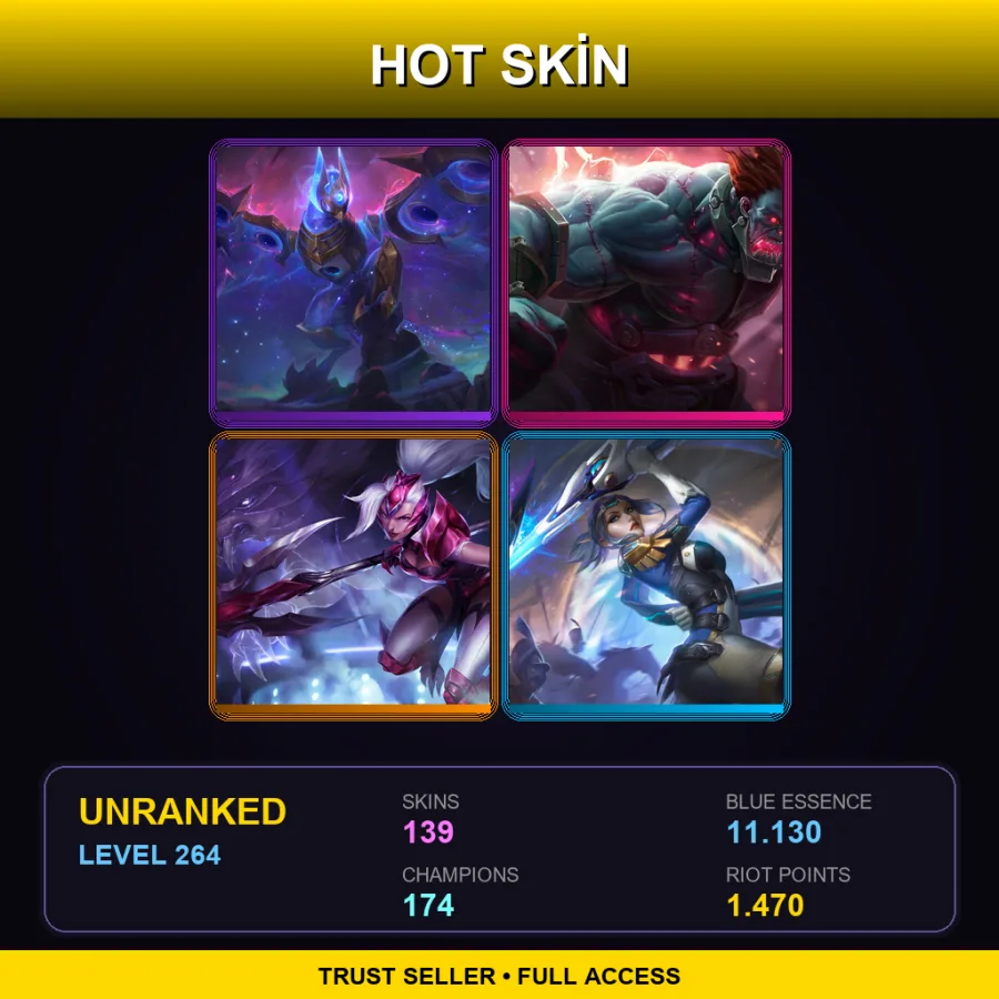 EUNE | Lv264 | Unranked | 139 Skin | 174 Champ — Orbeeanna