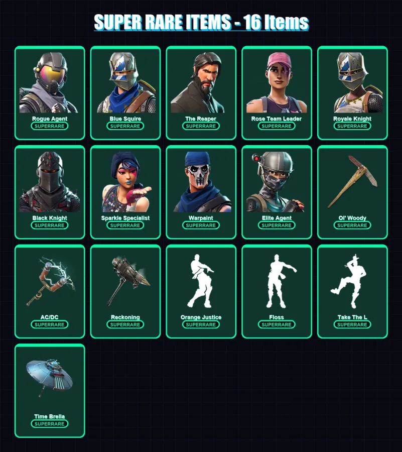 [PC/XBOX/PSN] | Rogue Agent | Blue Squire | The Reaper | Rose Team Leader | Royale Knight | 79 skin | 101 pickaxe | 104 emote | 110 glider | Lv2007