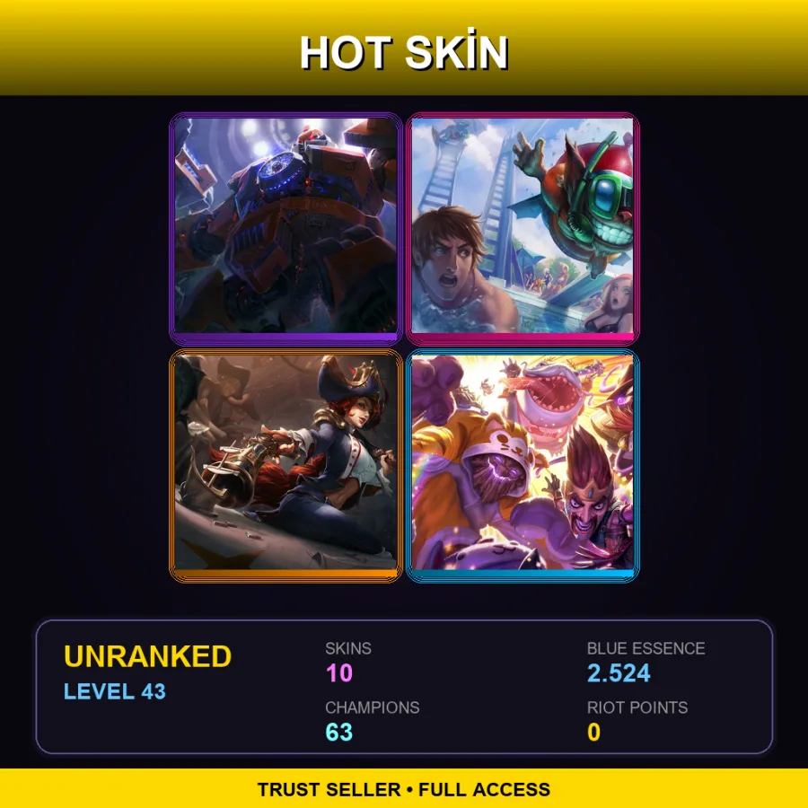 VN | Lv43 | Unranked | 10 Skin | 63 Champ
