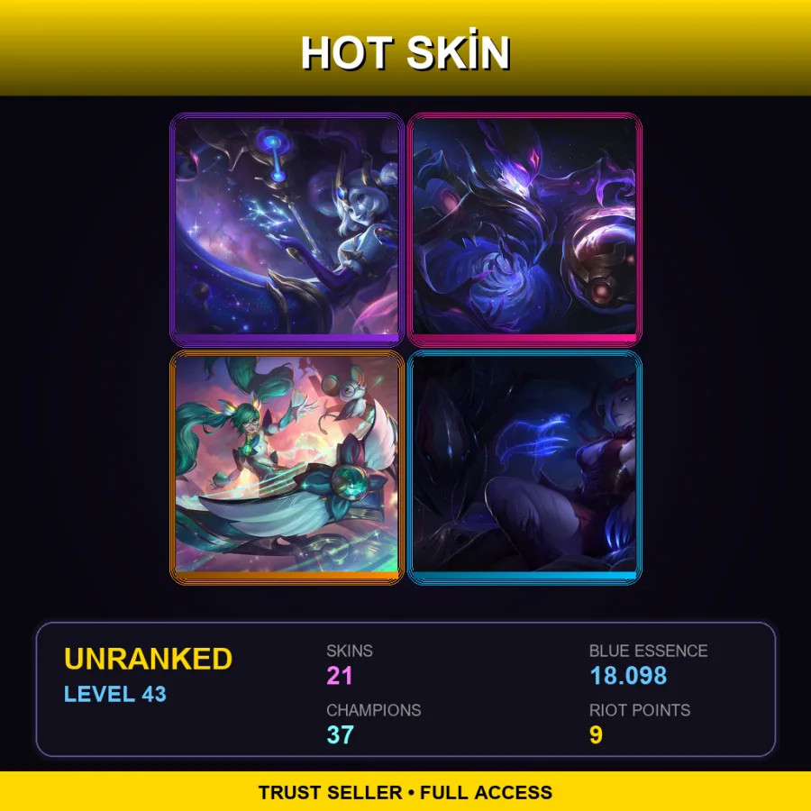 EUW | Lv43 | Unranked | 21 Skin | 37 Champ — LoL account
