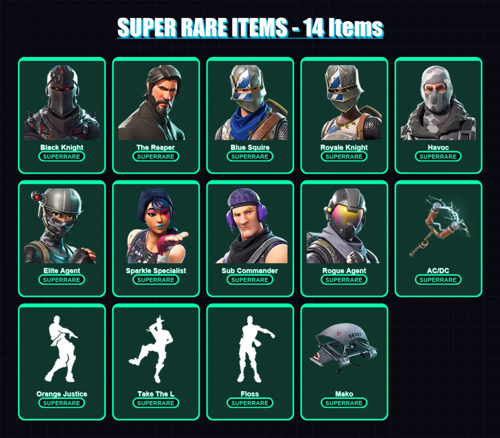 [PS4/PS5/XBOX/PC] | Black Knight | The Reaper | Blue Squire | Royale Knight | Havoc | 35 skin | 20 pickaxe | 33 emote | 21 glider | Lv351 — Fortnite account