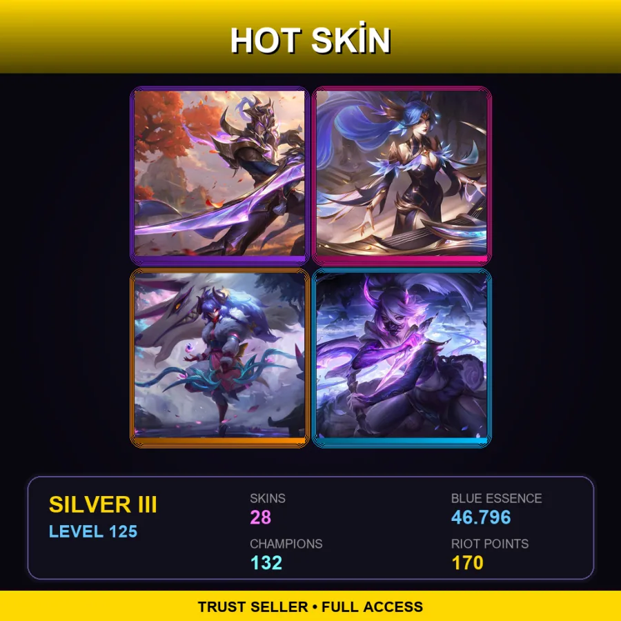 BR | Lv125 | Silver III | 28 Skin | 132 Champ — LoL account