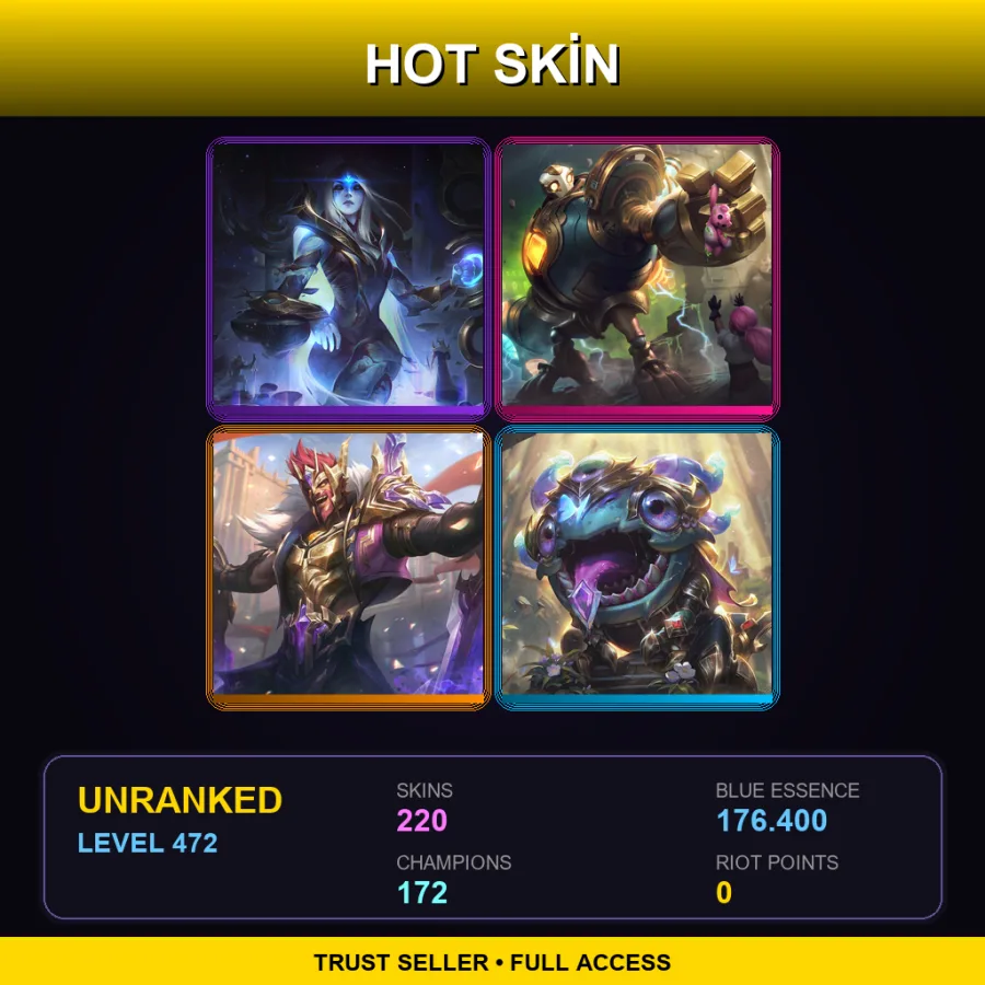 EUW | Cosmic Queen Ashe | Victorious Blitzcrank | Victorious Draven | Victorious Kog'Maw | 220 Skin | 172 Champ | Lv472