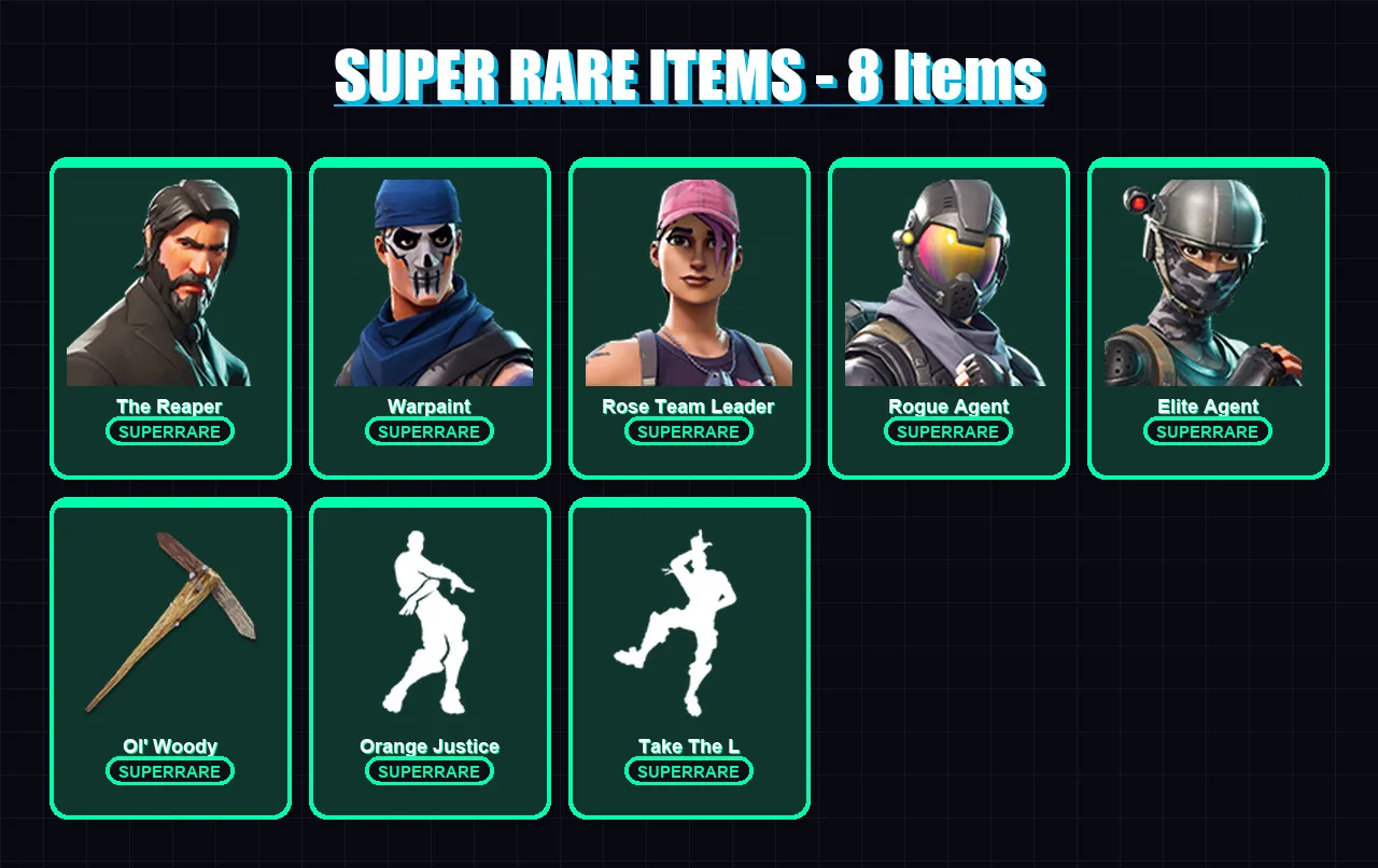[PC/PSN] | The Reaper | Warpaint | Rose Team Leader | Rogue Agent | Elite Agent | 26 skin | 31 pickaxe | 26 emote | 34 glider | Lv361 — Fortnite account