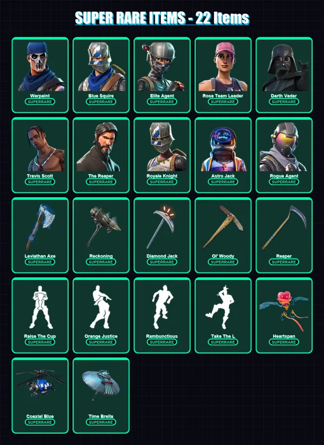 [PC/XBOX] | Warpaint | Blue Squire | Elite Agent | Rose Team Leader | Darth Vader | 554 skin | 428 pickaxe | 391 emote | 269 glider | Lv3419