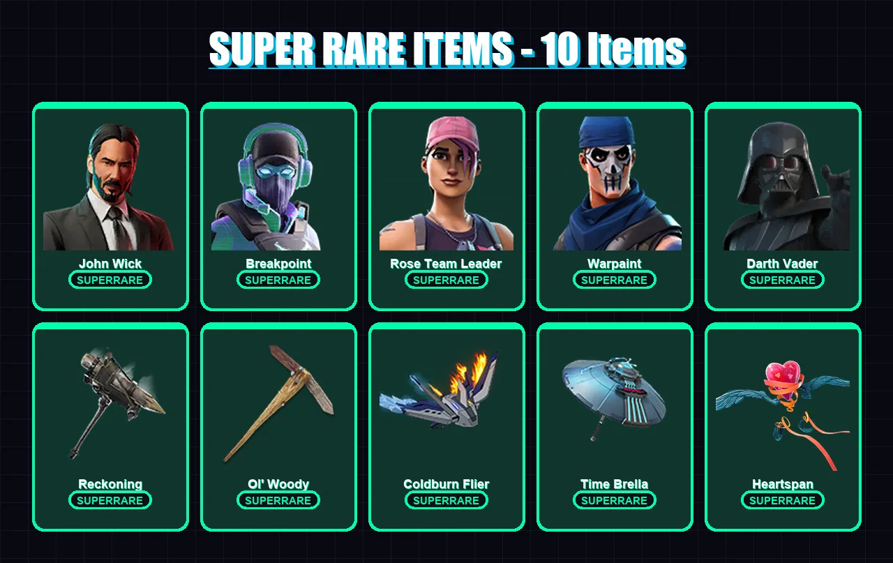 [PS4/PS5/PC] | John Wick | Breakpoint | Rose Team Leader | Warpaint | Darth Vader | 626 skin | 596 pickaxe | 383 emote | 344 glider | Lv3750