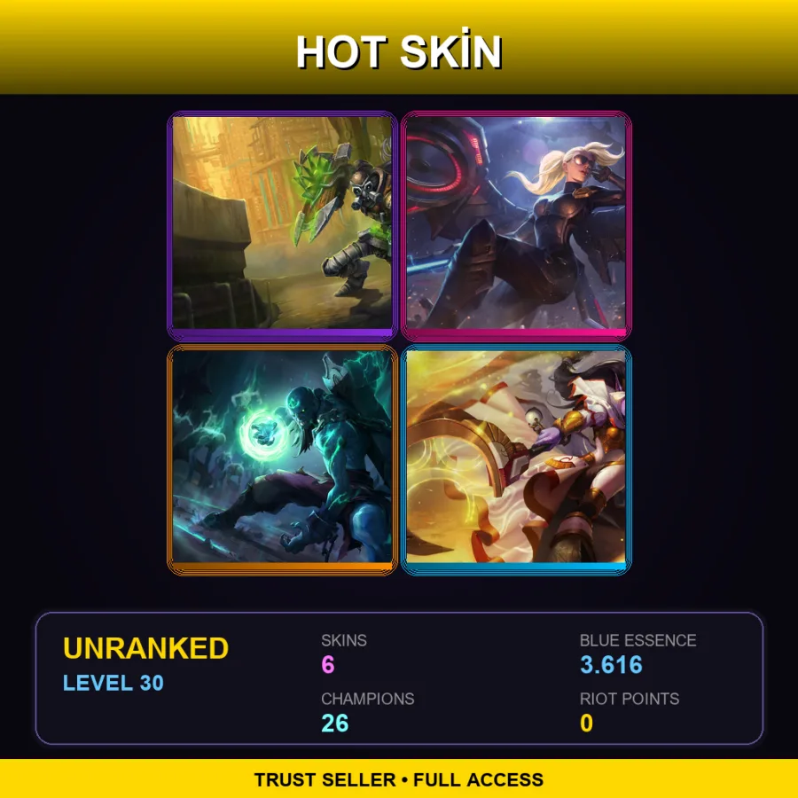 LAN | Lv30 | Unranked | 6 Skin | 26 Champ