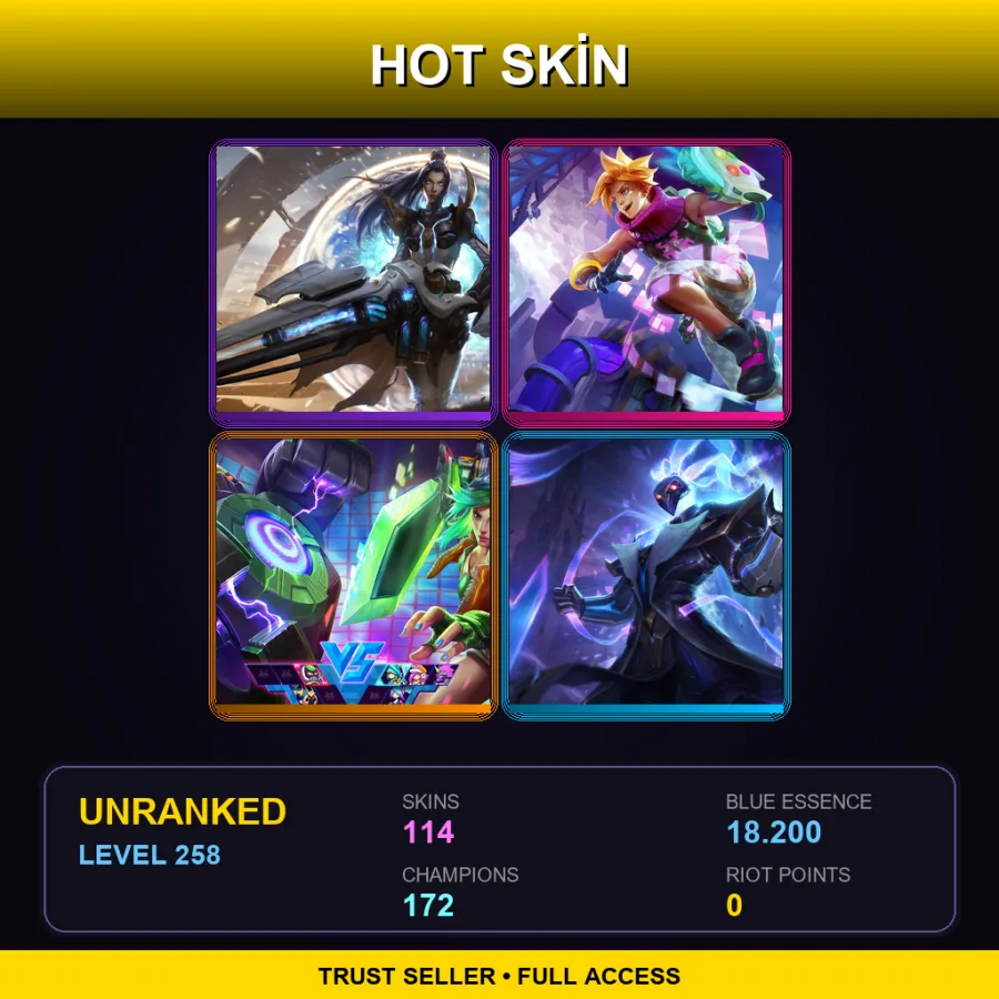 SG | Lv258 | Unranked | 114 Skin | 172 Champ — LoL account