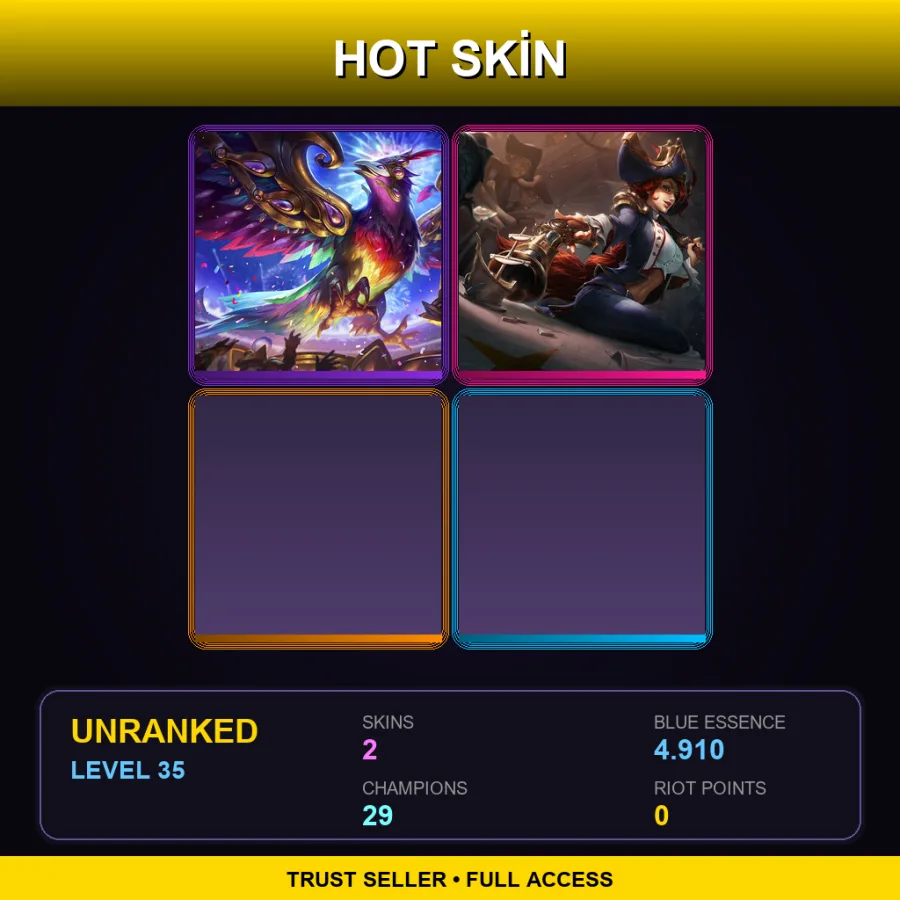 LAN | Lv35 | Unranked | 2 Skin | 29 Champ — LoL account
