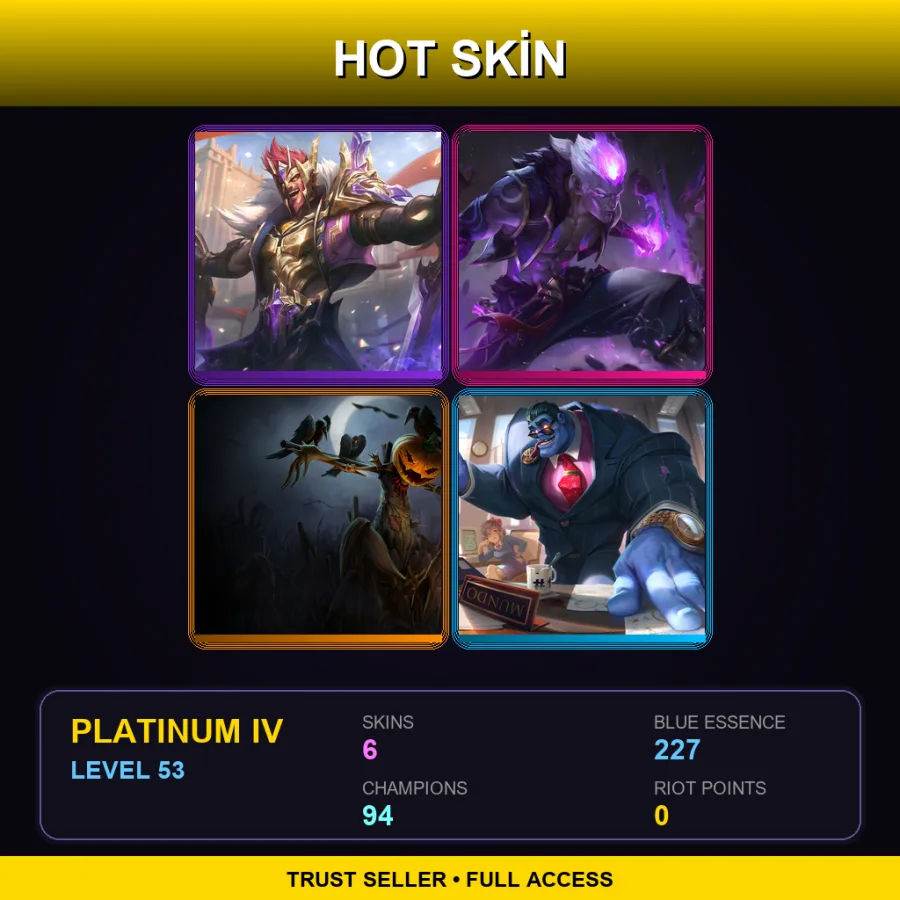 EUW | Lv53 | Platinum IV | 6 Skin | 94 Champ
