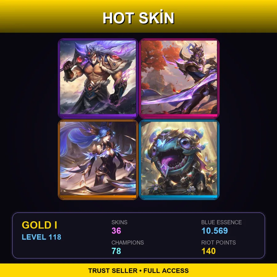 BR | Lv118 | Gold I | 36 Skin | 78 Champ